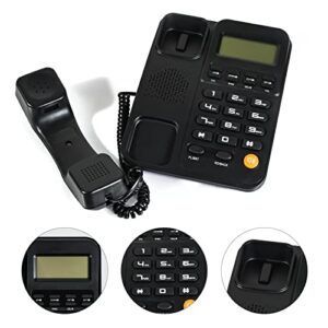 Corded Telephone Landline Telephone, Wired Telephone Big Button Phones with Caller Identification, Suitable for Office, Front Desk, Home, Hotel, No AC Power Required(Black)