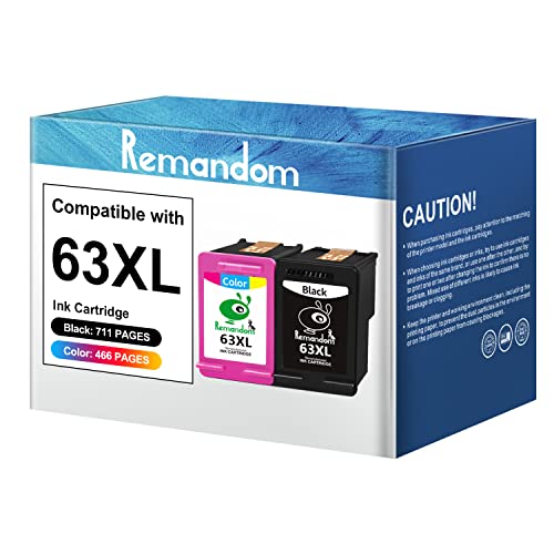 Remandom 63XL Ink Cartridges Black and Color Replacement for HP 63 63xl Ink Compatible with HP Officejet 3830 4650 5255 5258 4655 Envy 4520 4512 Deskjet 1112 2132 3630 Printer