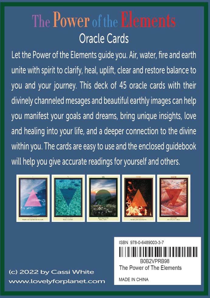 The Power of The Elements Oracle Cards. 45-Card Deck and Guidebook. Beautiful Colorful Images and Divinely Channeled Messages for Lovers of Oracle Cards