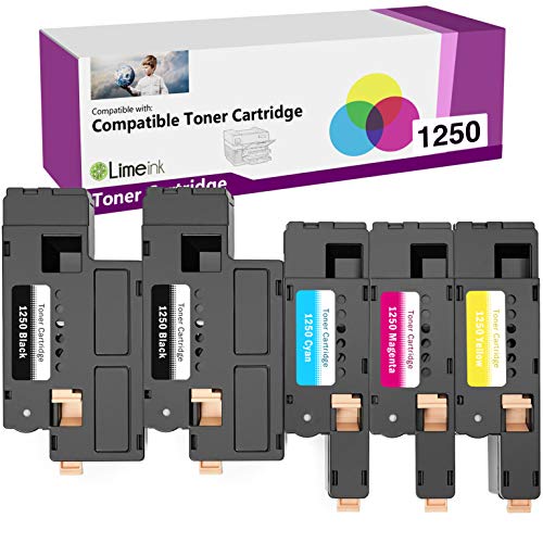 Limeink Compatible Toner Cartridge Replacement for Dell C1760nw Toner Cartridges 1250 for Dell Printer Cartridges C1765nfw for Dell C1765nf Toner Cartridges 1355cnw Toner for Dell c1760nw 5 Pack