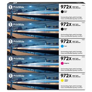 972x 2black/1cyan/1magenta/1yellow high yield toner set (5-pack): replacement for hp 972x ink cartridges works with pagewide pro 452 series, 477 series, 552dw, 577 series