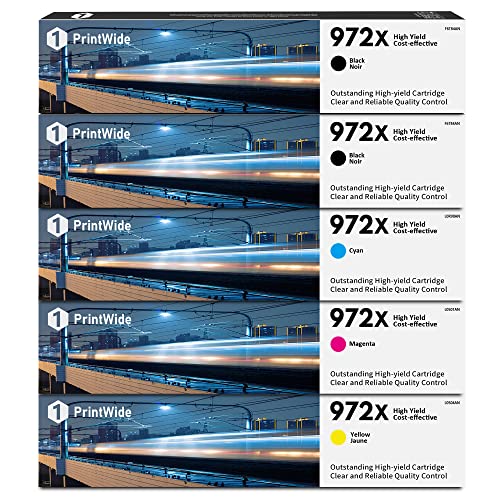 972X 2Black/1Cyan/1Magenta/1Yellow High Yield Toner Set (5-Pack): Replacement for HP 972X Ink Cartridges Works with PageWide Pro 452 Series, 477 Series, 552dw, 577 Series