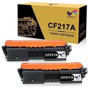 onlyu compatible toner cartridge replacement for hp 17a cf217a 217a toner cartridge with chip to use with hp laserjet pro mfp m130fw m130nw m130fn m130a m102w m102a printer (2 pack black)