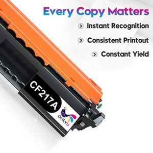 ONLYU Compatible Toner Cartridge Replacement for HP 17A CF217A 217A Toner Cartridge with Chip to Use with HP Laserjet Pro MFP M130fw M130nw M130fn M130a M102w M102a Printer (2 Pack Black)
