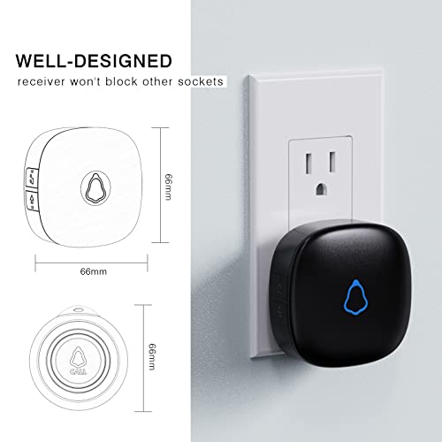 Caregiver Pager, Wireless Panic Buttons Elderly Monitoring Assistance Products for Seniors,Patients,Disabled,intercom for Elderly at Home,Shower Room, Student at Classroom Black