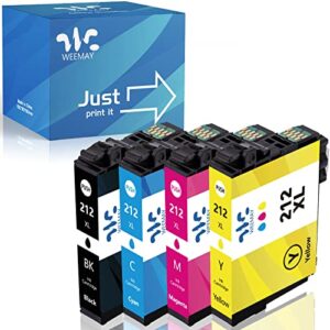 212xl ink cartridge remanufactured ink replacement for epson 212xl 212 t212xl t212 compatible with xp-4100 xp-4105 wf-2850 wf-2830 printer(4 pack, 1 large black, 1 cyan, 1 magenta, 1 yellow)