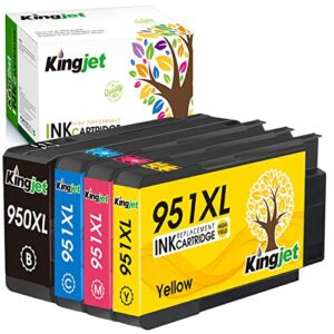 kingjet compatible ink cartridge replacement for hp 950 951 950xl 951xl work with officejet pro 8600 8610 8620 8100 276dw 251dw printers (black/cyan/magenta/yellow)