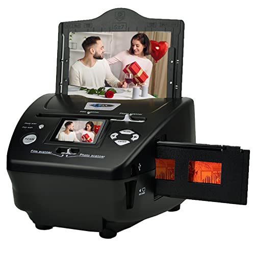 Digital Film & Photo Scanner, High Resolution 16MP Film Scanner with 2.4" LCD Screen, 4 in 1 Scanner Converts 35mm/135 Slides & Negatives Film, Photo, Name Card for Saving to Digital Files, Black