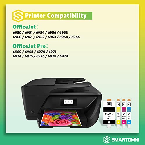 S SMARTOMNI 【Latest Firmware Version】 Compatible 902 XL Ink Cartridge Replacement for HP 902 902XL Ink Cartridge for use in HP OfficeJet 6950 6951 6954 6956 6958 Pro 6978 6968 6954 6960 6962 6975