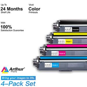 Arthur Imaging Compatible Toner Cartridge Replacement for Brother TN221 TN225 (Black, Cyan, Yellow, Magenta, 4-Pack)