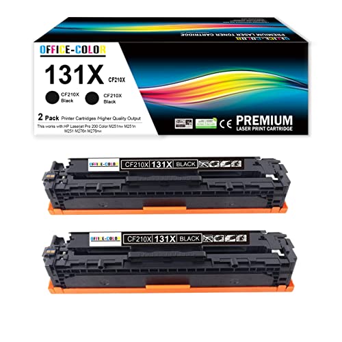 2 Pack 131X Black High-Yield Toner Cartridge Works with HP Laserjet Pro 200 Color M251nw M251n M251 M276n M276nw Printer Ink CF210X