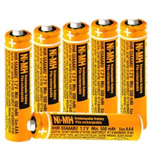 6 pack 550mah 1.2v aaa rechargeble battery,hhr-55aaabu ni-mh replacement battery for pasonic cordless phones