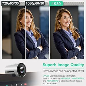 Yealink UVC30 4K USB Camera wtih Auto Framing Webcam 4k with Windows Hello Support Teams Certified 120° View Desktop Webcam with Microphone Ultra HD 4K Webcam for PC for Gaming and Recording