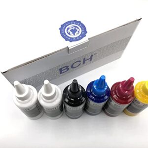 BCH Premium DTF Ink for Inkjet Printer Direct to Film Heat Transfer Printing - 600 ml Total (KCMY+2 White)