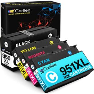 cartlee 4 pack compatible ink cartridges replacement for hp 950 951 950xl 951xl for officejet pro 8600 8610 8620 8615 8630 8625 8100 printer cartridge combo (1 black 1 cyan 1 magenta 1 yellow)