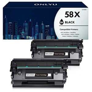 58x cf258x compatible toner cartridge (no chip, high yield) replacement for hp 58x cf258x 58a cf258a mfp m428fdw m428fdn m428dw m404 m428 pro m404n m404dn m404dw ( 2 pack