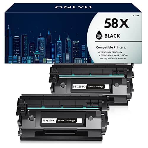 58X CF258X Compatible Toner Cartridge (No Chip, High Yield) Replacement for HP 58X CF258X 58A CF258A MFP M428fdw M428fdn M428dw M404 M428 Pro M404n M404dn M404dw ( 2 Pack