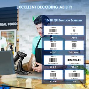 Eyoyo Wireless Barcode Scanner, 3-in-1 Bluetooth Barcode Scanner for Inventory, Cordless Vibration 1D 2D Qr Code Scanner, Handheld Wireless Barcode Reader for Windows iOS and Computers