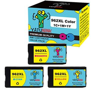 yatunink remanufactured ink cartridge replacement for hp 962xl ink cartridges 962 xl color combo pack for hp officejet 9012 officejet 9010 officejet 9015 officejet 9018 9020 9025 printer(3 color)