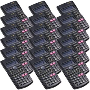18 pieces saillong 2-line engineering scientific calculator, black function fractions math calculator for middle, high school, classroom, student and teacher (18 pieces)