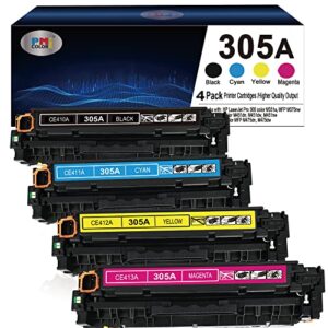 4-pack compatible hp 305a black,cyan, magenta, yellow toner cartridges works with hp pro 400 color m451dw m451nw m451dn mfp m475dw m475dn pro 300 m375nw printers