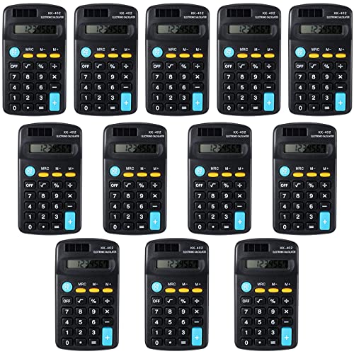 12 Pieces Pocket Size Mini Calculators Handheld Angled 8-Digit Display Calculator Basic Standard Calculators Small Accounting Desktop Calculator for Office School and Home