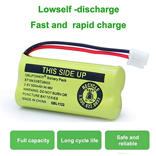 QBLPOWER BT18433 BT28433 BT-8300 BATT-6010 Rechargeable Battery BT184342 BT284342 BT1011 BT1018 BT1022 BT1031 89-1326-00-00/89-1330-01-00/CPH-515D 2.4V(Pack of 4)