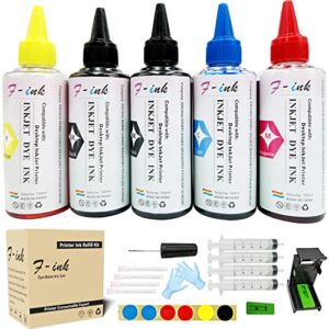 f-ink 5 bottles ink and ink refill kits compatible with hp inkjet ink cartridges 67xl 662xl 664xl 60xl 61xl 62xl 63xl 64xl 65xl 92xl 94xl 901xl-ink tools for reuse the cartridge