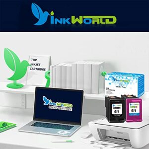 Inkworld Remanufactured 61 Ink Replacement for HP 61 Ink Cartridge Combo Pack for Envy 4500 4502 4504 5530 DeskJet 2512 1512 2541 2540 2544 3052a 1056 1055 3051a 2548 OfficeJet 4630 Printer (2 Pack)