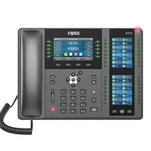 Fanvil X210 Enterprise VoIP Phone, 4.3-Inch Color Display, Two 3.5-Inch Side Color Displays for DSS Keys. 20 SIP Lines, Dual-port Gigabit Ethernet, Power Adapter Not Included