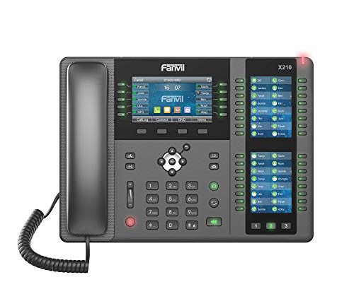 Fanvil X210 Enterprise VoIP Phone, 4.3-Inch Color Display, Two 3.5-Inch Side Color Displays for DSS Keys. 20 SIP Lines, Dual-port Gigabit Ethernet, Power Adapter Not Included