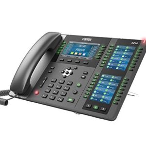 Fanvil X210 Enterprise VoIP Phone, 4.3-Inch Color Display, Two 3.5-Inch Side Color Displays for DSS Keys. 20 SIP Lines, Dual-port Gigabit Ethernet, Power Adapter Not Included