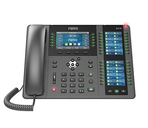 Fanvil X210 Enterprise VoIP Phone, 4.3-Inch Color Display, Two 3.5-Inch Side Color Displays for DSS Keys. 20 SIP Lines, Dual-port Gigabit Ethernet, Power Adapter Not Included