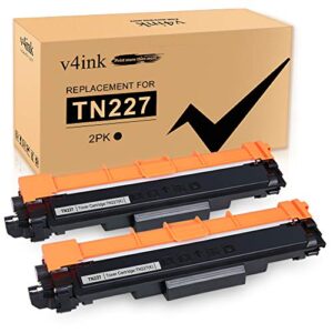v4ink 2pk compatible toner cartridge replacement for brother tn223bk tn227bk tn-223 tn-227 bk black toner ink for brother hl l3210cw l3230cdw l3270cdw l3290cdw mfc l3710cw l3750cdw l3770cdw printer