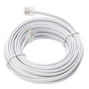 Telephone Extension Line Cord Cable Wire, Land Phone line, White, 25ft, Standard RJ11 Plugs