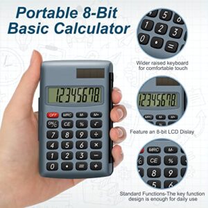 24 Pieces Pocket Calculator 8 Digit Display Basic Calculators Solar Battery Dual Power Office Calculators with Flip Open Cover for Desktop Home Office School Students Scientific Kids