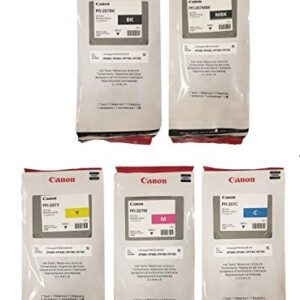 Canon PFI-207 300ml Ink Tank 5 Pack - for Canon iPF680/685/780/785, 1 PFI-207MBK 1 PFI-207BK 1 PFI207C 1 PFI207M 1 PFI207Y + InkSAVER Microfiber LCD Screen Cleaning Cloth