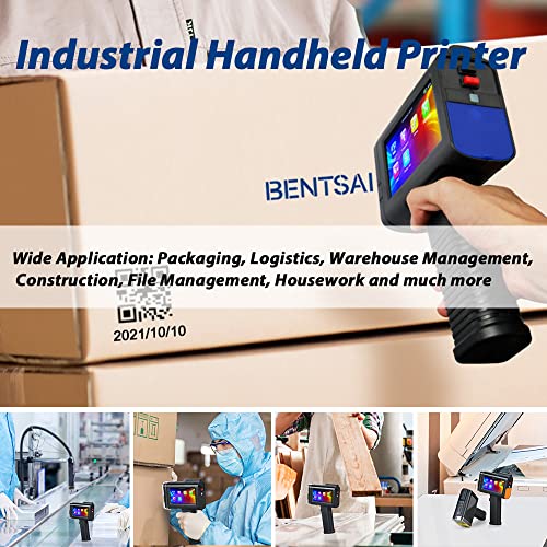 BENTSAI BT-HH6105B2 Handheld Inkjet Printer with 4.3 Inch HD LED Touch Screen Portable Handheld Printer for Label, Logo, Date, Code Text Number on Carton Wood Cloth Stone Pipe Plastic