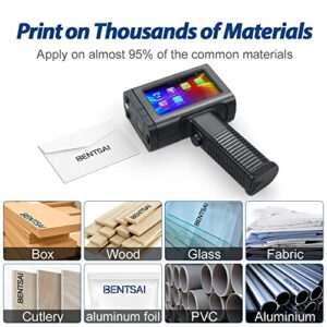 BENTSAI BT-HH6105B2 Handheld Inkjet Printer with 4.3 Inch HD LED Touch Screen Portable Handheld Printer for Label, Logo, Date, Code Text Number on Carton Wood Cloth Stone Pipe Plastic