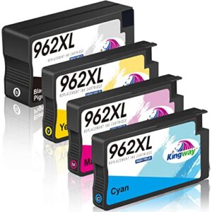 962xl ink cartridges combo pack replacement for 962 962xl ink work for hp officejet pro 9015 9025 9012 9014 9016 9018 9019 9022 9026 9028 9029, 4 pack for 962xl black and color combo pack