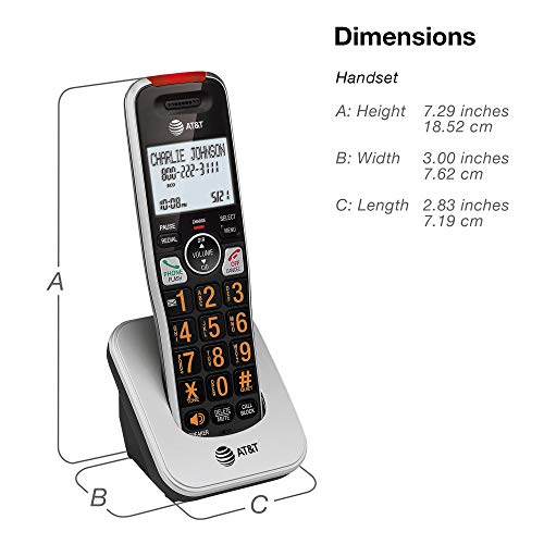 AT&T BL102-4 DECT 6.0 4-Handset Cordless Phone for Home with Answering Machine, Call Blocking, Caller ID Announcer, Audio Assist, Intercom, and Unsurpassed Range, Silver/Black