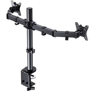ergear dual monitor stand for 13 to 32 inch, heavy duty fully adjustable monitor stand for 2 monitors, dual monitor mount fits up to 17.6 lbs per arm, egcm1