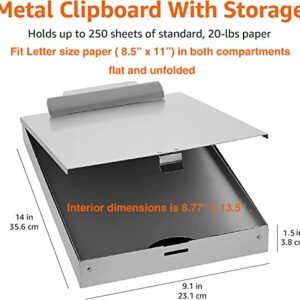 Amazon Basics Metal Clipboard with 2 Compartments and Interior 250 Sheet Paper Storage, 14.09 x 9.21 x 2.6 Inches