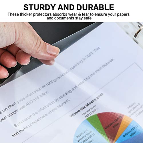 Sheet Protectors, PANDRI 500 Pack Clear Heavy Duty Plastic Page Protectors Sheet Reinforced 11-Hole Fit for 3 Ring Binder Fits Standard 8.5 x 11 Paper, 9.25 x 11.25 Top Loaded, Acid Free