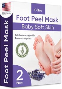 ﻿foot peel mask (2 pairs) – foot mask for baby soft skin – remove dead skin | foot spa foot care for women peel mask with lavender and aloe vera gel for men and women feet peeling mask exfoliating