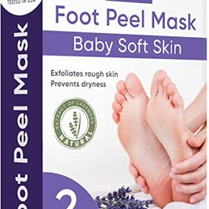 ﻿﻿Foot Peel Mask (2 Pairs) - Foot Mask for Baby soft skin - Remove Dead Skin | Foot Spa Foot Care for women Peel Mask with Lavender and Aloe Vera Gel for Men and Women Feet Peeling Mask Exfoliating