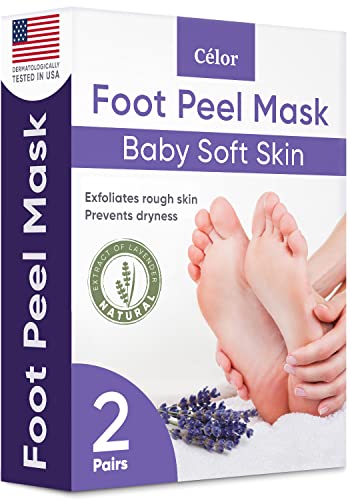 ﻿﻿Foot Peel Mask (2 Pairs) - Foot Mask for Baby soft skin - Remove Dead Skin | Foot Spa Foot Care for women Peel Mask with Lavender and Aloe Vera Gel for Men and Women Feet Peeling Mask Exfoliating