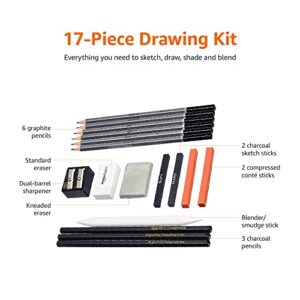 Amazon Basics Sketch and Drawing Art Pencil Kit - 17 Piece Set