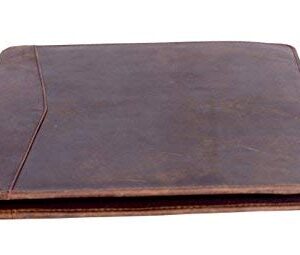 KomalC Leather Business Portfolio with Luxury Pen Folder Personal Organizer, Luxury Full Grain Leather Padfolio, Leather Folder (Buffalo Distressed Tan)