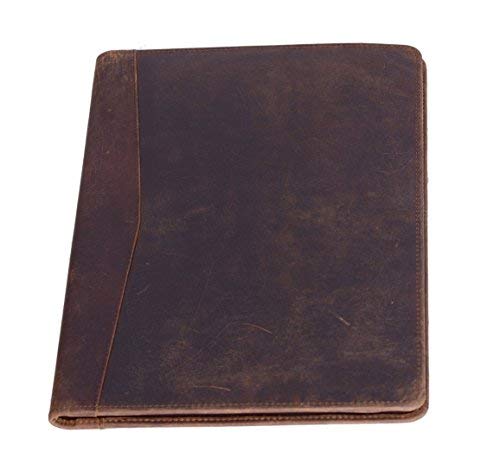 KomalC Leather Business Portfolio with Luxury Pen Folder Personal Organizer, Luxury Full Grain Leather Padfolio, Leather Folder (Buffalo Distressed Tan)